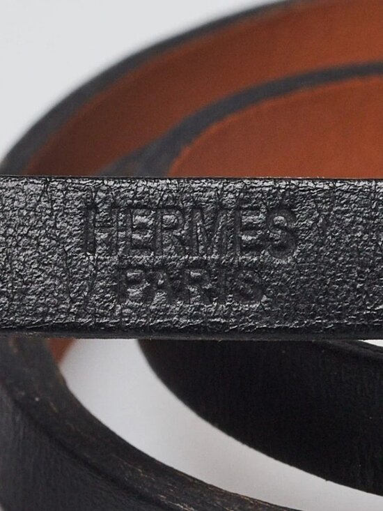 Hermes Black Leather Hapi Triple Tour Wrap Bracelet main image 4